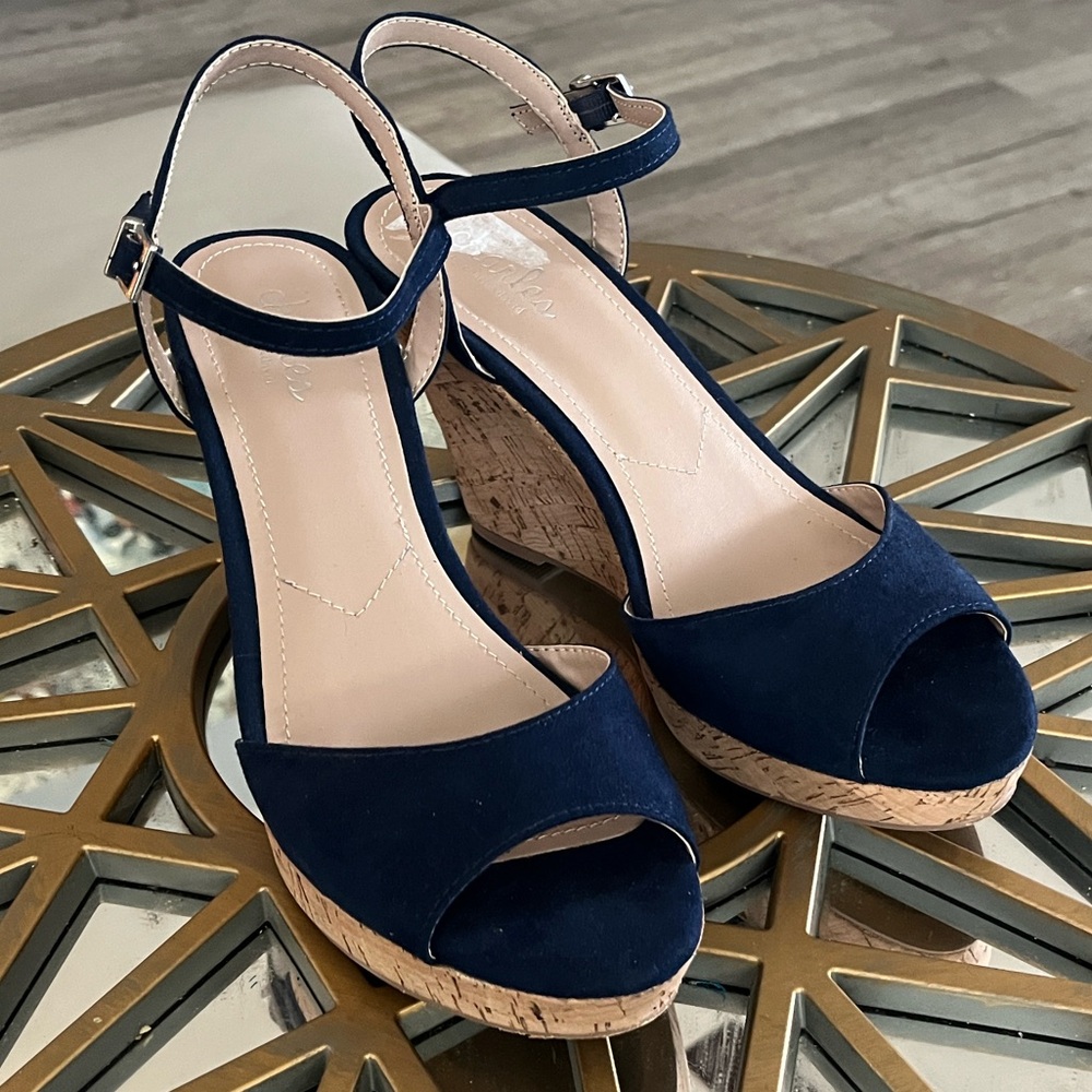 Charles by Charles David Navy Wedge Sandals - Picture 6 of 14